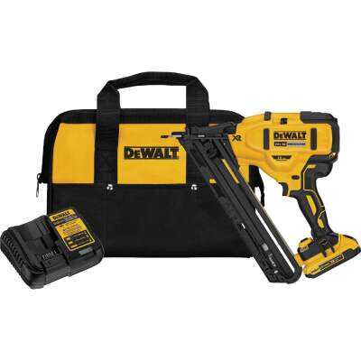 DEWALT 20V MAX XR Brushless 15-Gauge 2-1/2 In. Angled Cordless Finish Nailer Kit with 2.0 Ah Battery & Charger
