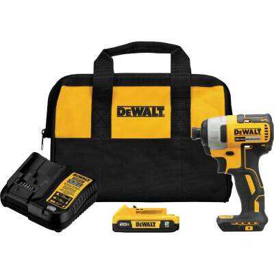 DEWALT 20V MAX Brushless 1/4 In. Hex Cordless Impact Driver Kit with 2.0 Ah Battery & Charger