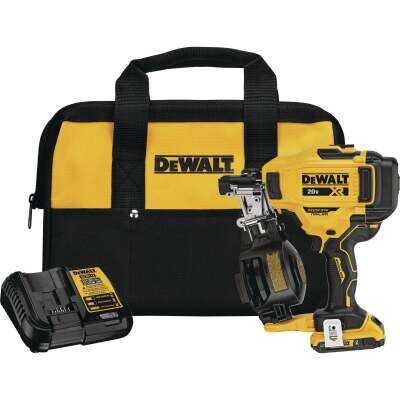 DEWALT 20 Volt MAX Lithium-Ion Brushless 15 Degree 1-3/4 In. Coil Cordless Roofing Nailer Kit